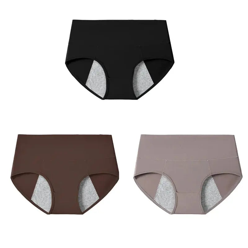 High Waist Leak-Proof Menstrual Panties for Women – Cotton Period Underwear (3 Pack) My Store
